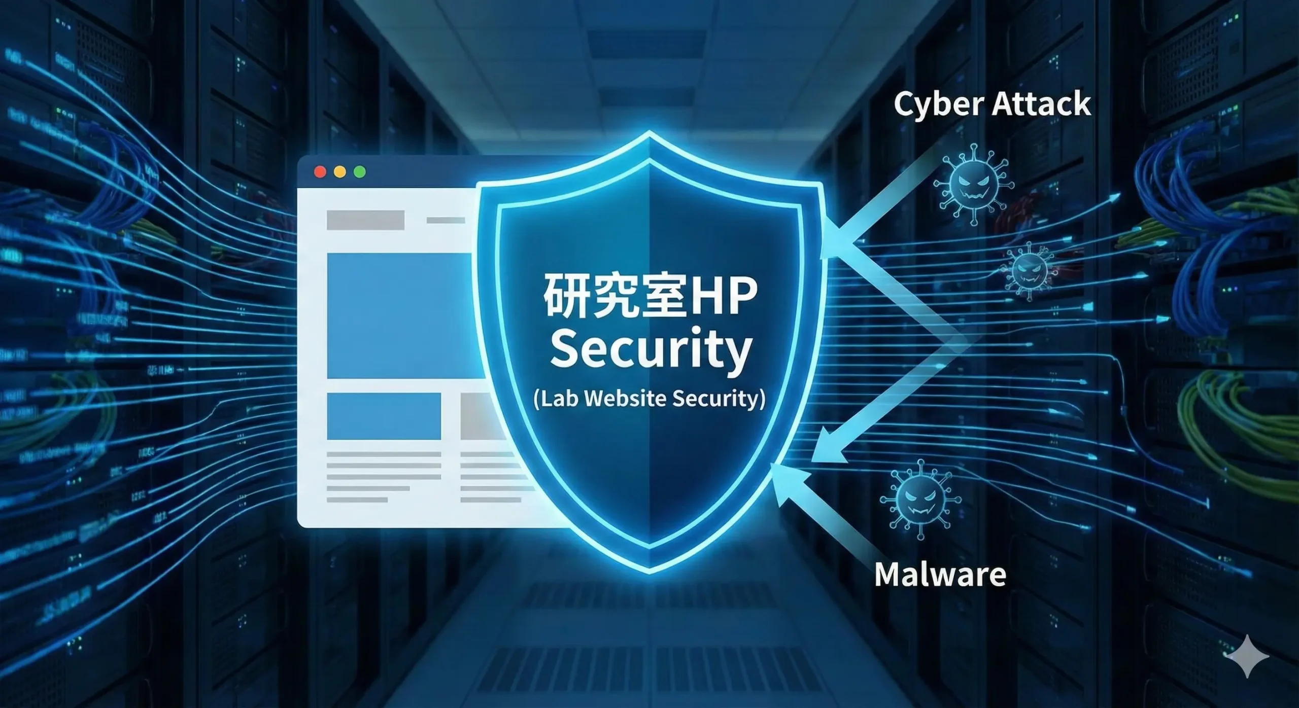 研究室ホームページのセキュリティ対策イメージ