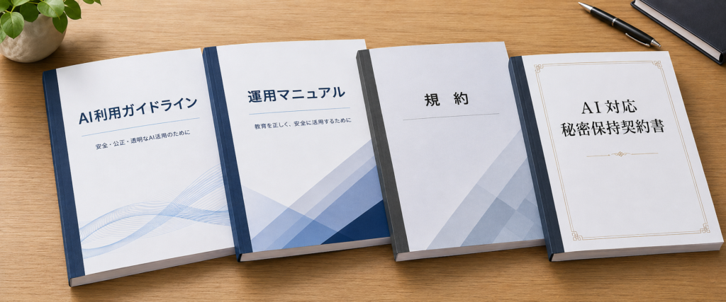 AI利用ガイドライン、書類一式のイメージイラスト
