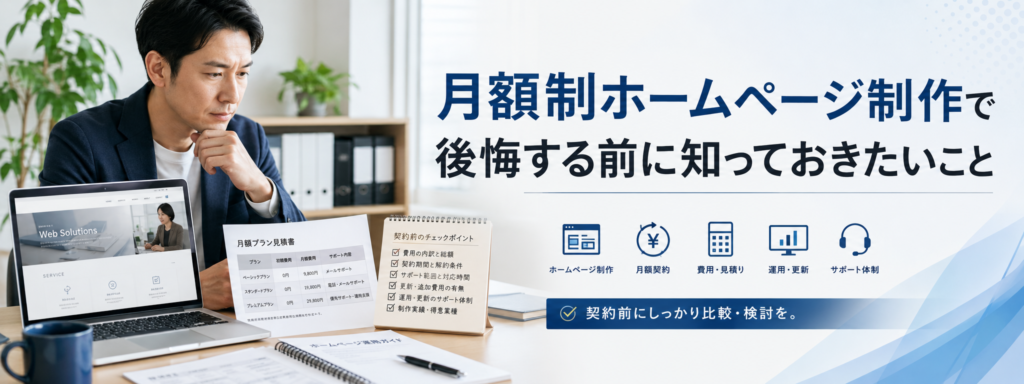 月額制ホームページで気を付けることイメージ画像